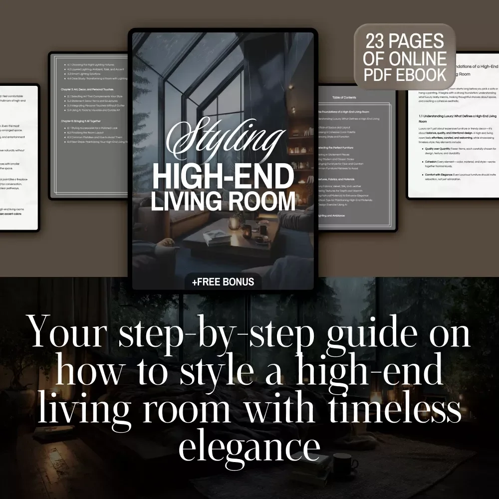Styling High-End Living Room | eBook Guide on How to Style a High-End Living Room | Digital Download for Luxury Interior Design, Modern Home Styling, Elegant Decor Ideas