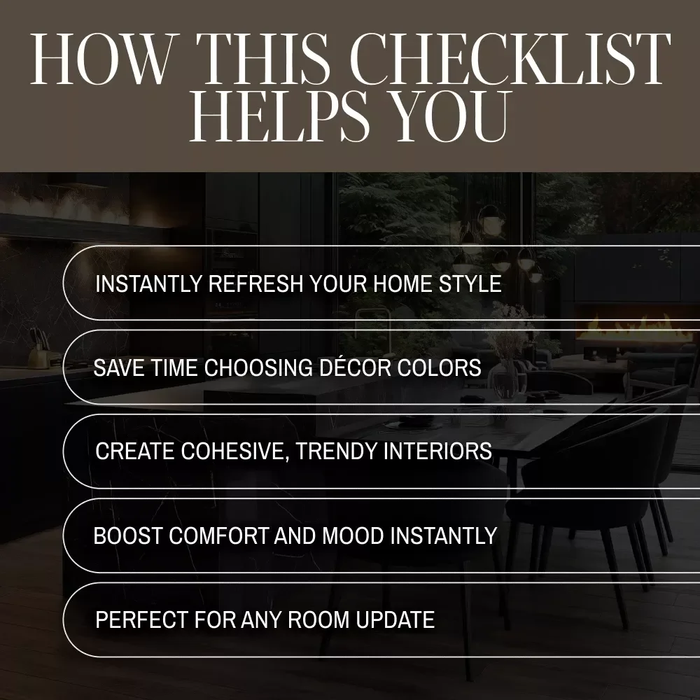 Trending Home Décor Colors Checklist | Digital Download Interior Design Guide, eBook & Printable for Stylish Room Makeovers