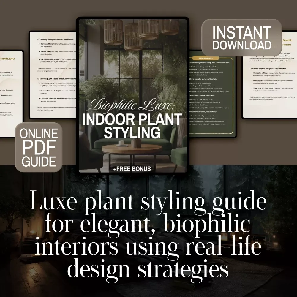 Biophilic Luxe: Indoor Plant Styling Guide | Digital Download for Luxe Interiors, Biophilic Design, Home Styling & Plant Decor