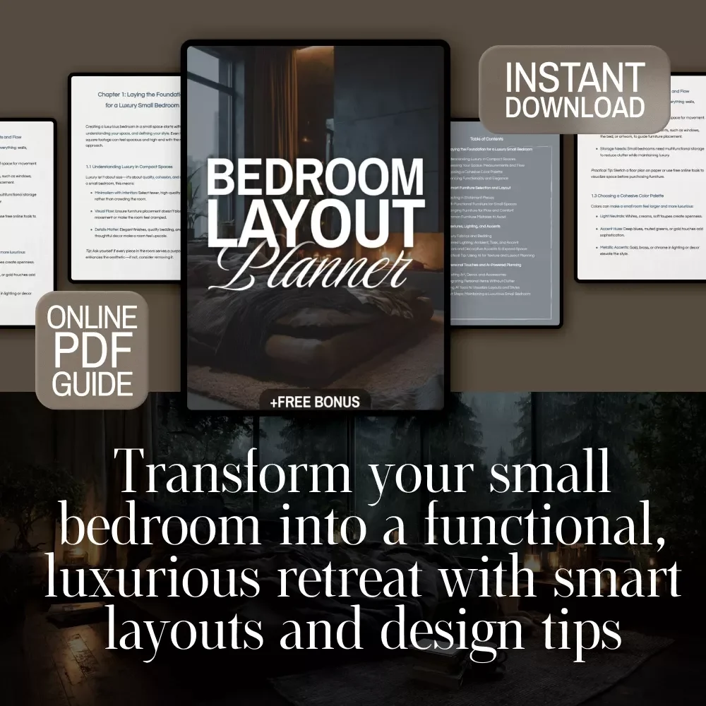 Bedroom Layout Planner Guide | Luxury Small Bedroom Design, Furniture Layout, Lighting, Textures & AI-Powered Planning (Digital Download eBook & Checklist)