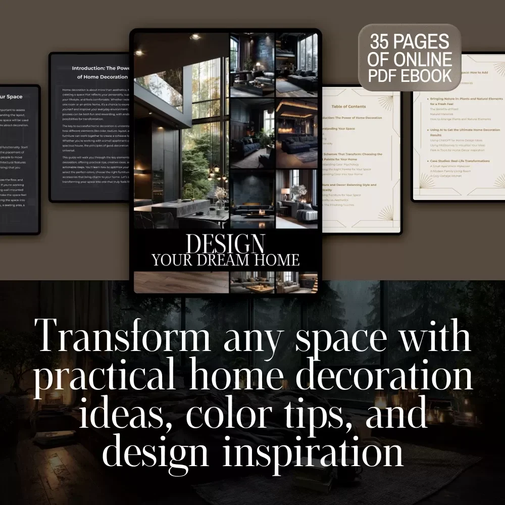 Design Your Dream Home | Home Decoration Ideas eBook | Digital Download Guide for Interior Design, Color Schemes, Furniture & Decor Inspiration