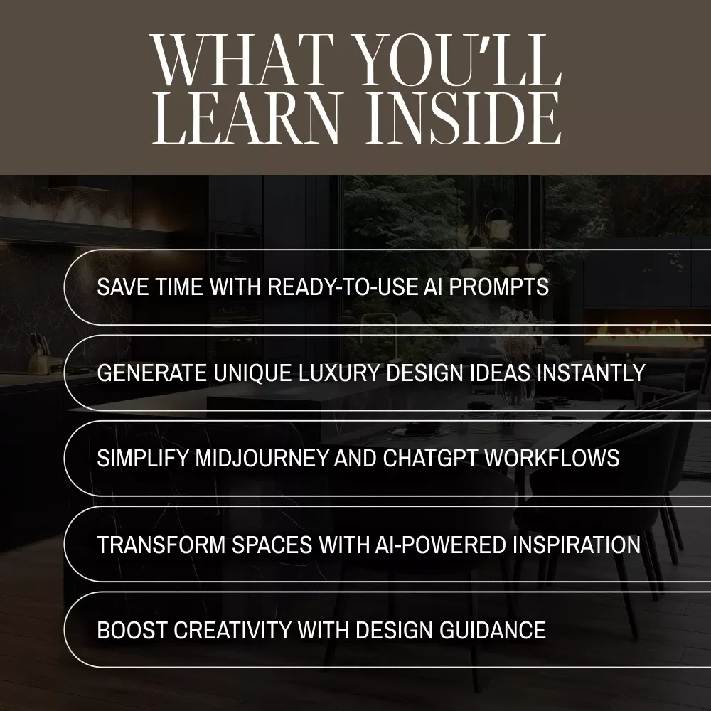 AI Prompts for Luxury Room Ideas | Digital Download Guide for Interior Design, Midjourney & ChatGPT Prompts, Luxury Home Decor Inspiration