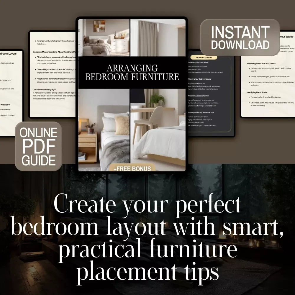 Arranging Bedroom Furniture Guide | Bedroom Layout Ideas, Small Space Solutions, Interior Design Tips, Digital Download eBook & Checklist