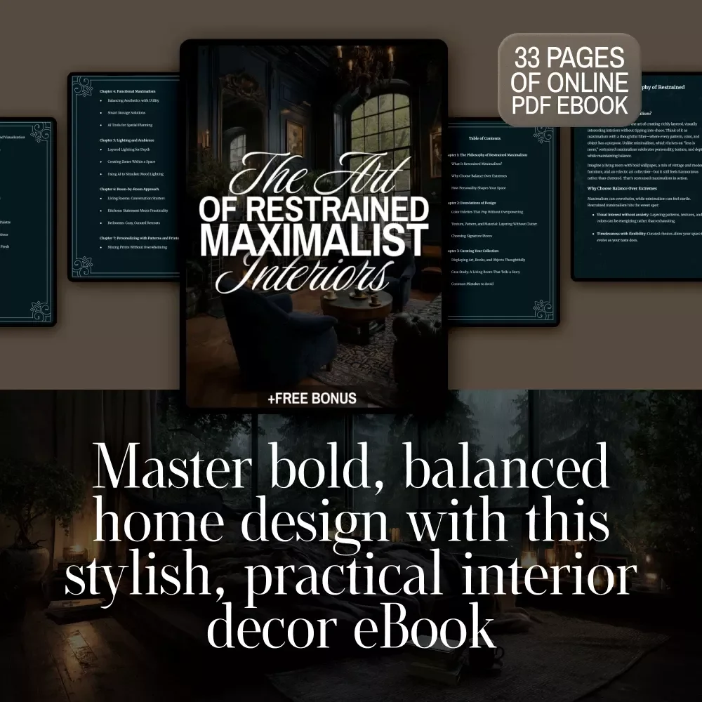 The Art of Restrained Maximalist Interiors | Modern Home Decor eBook | Interior Design Guide | Digital Download for Stylish Home Lovers