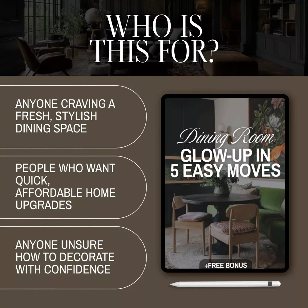 Dining Room Glow-Up in 5 Easy Moves – Printable Home Decor Checklist, Dining Room Makeover Guide, Interior Styling Digital Download