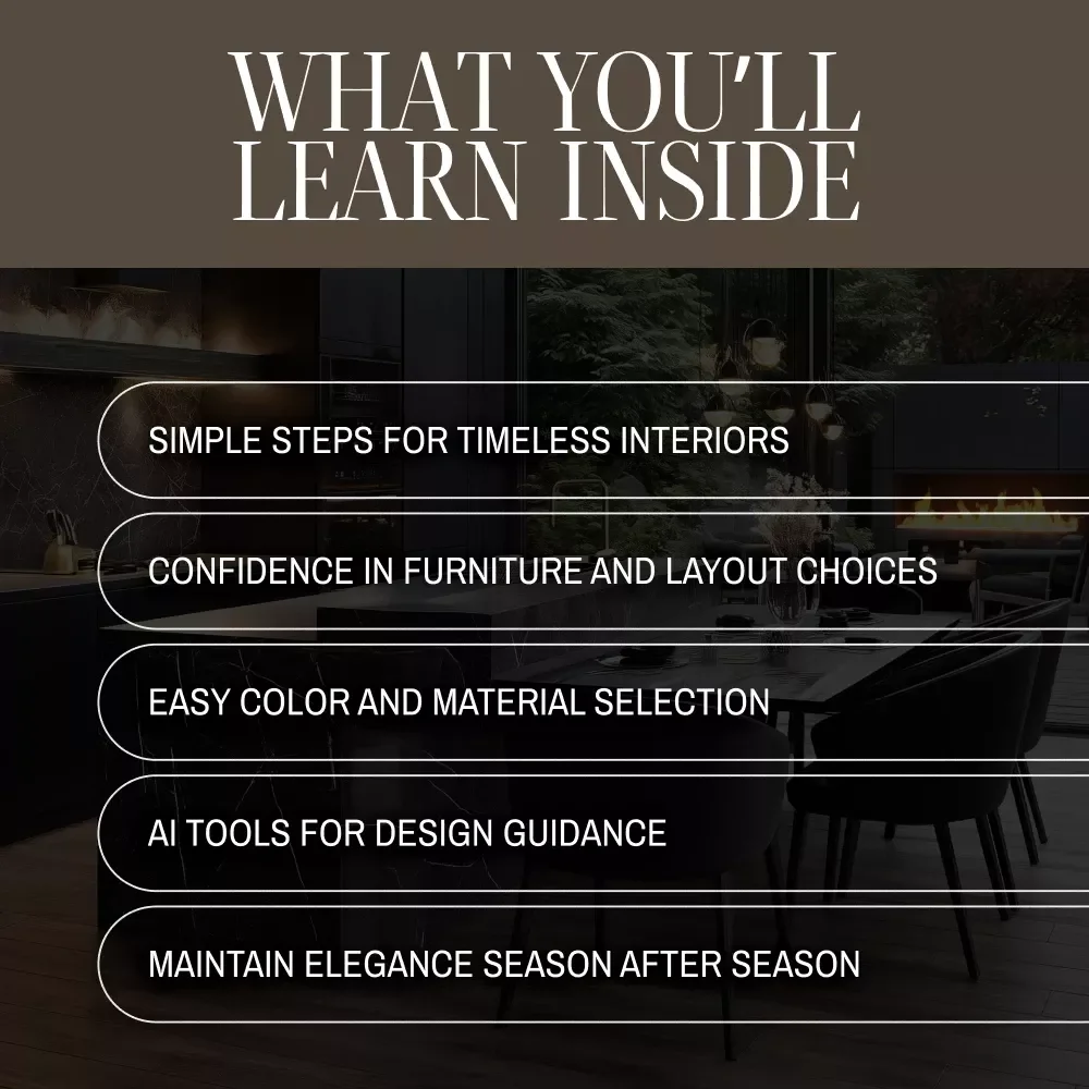 Luxury Home Decor Basics | Digital eBook Guide to Timeless Interiors, Color Palettes, Furniture, Lighting, Accessories & AI-Enhanced Design