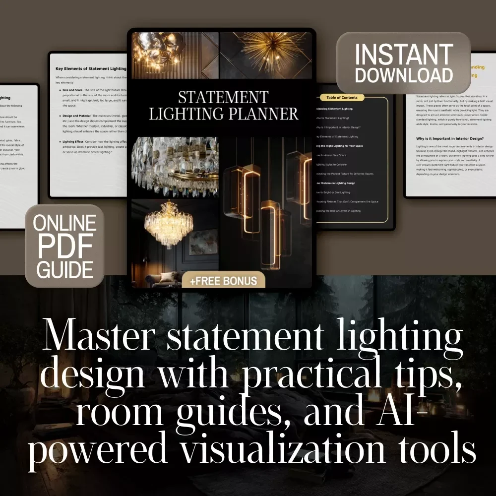 Statement Lighting Planner | Digital Interior Design Guide for Home Lighting, AI Lighting Tools, Midjourney Lighting Ideas, Perfect Fixture Checklist
