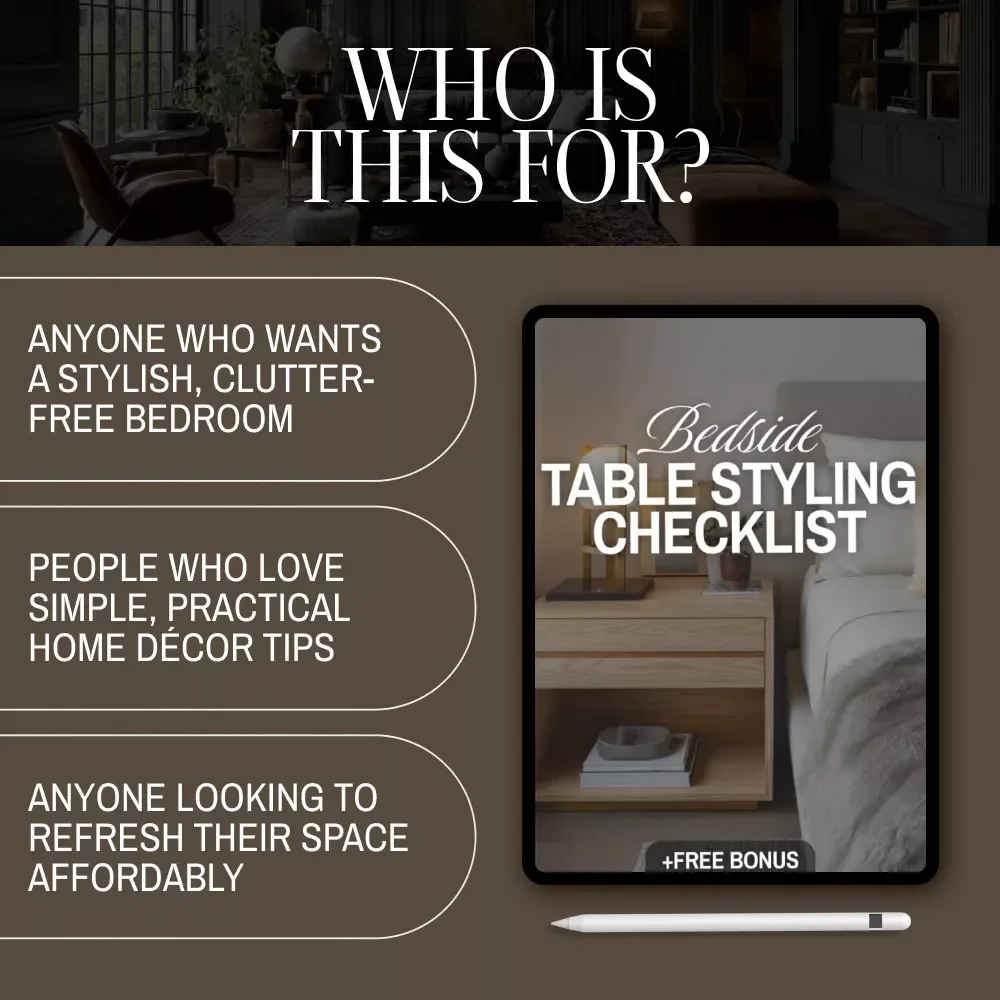 Bedside Table Styling Checklist | Digital Download Guide, Bedroom Decor eBook, Nightstand Styling Ideas, Minimalist Home Organization Printable