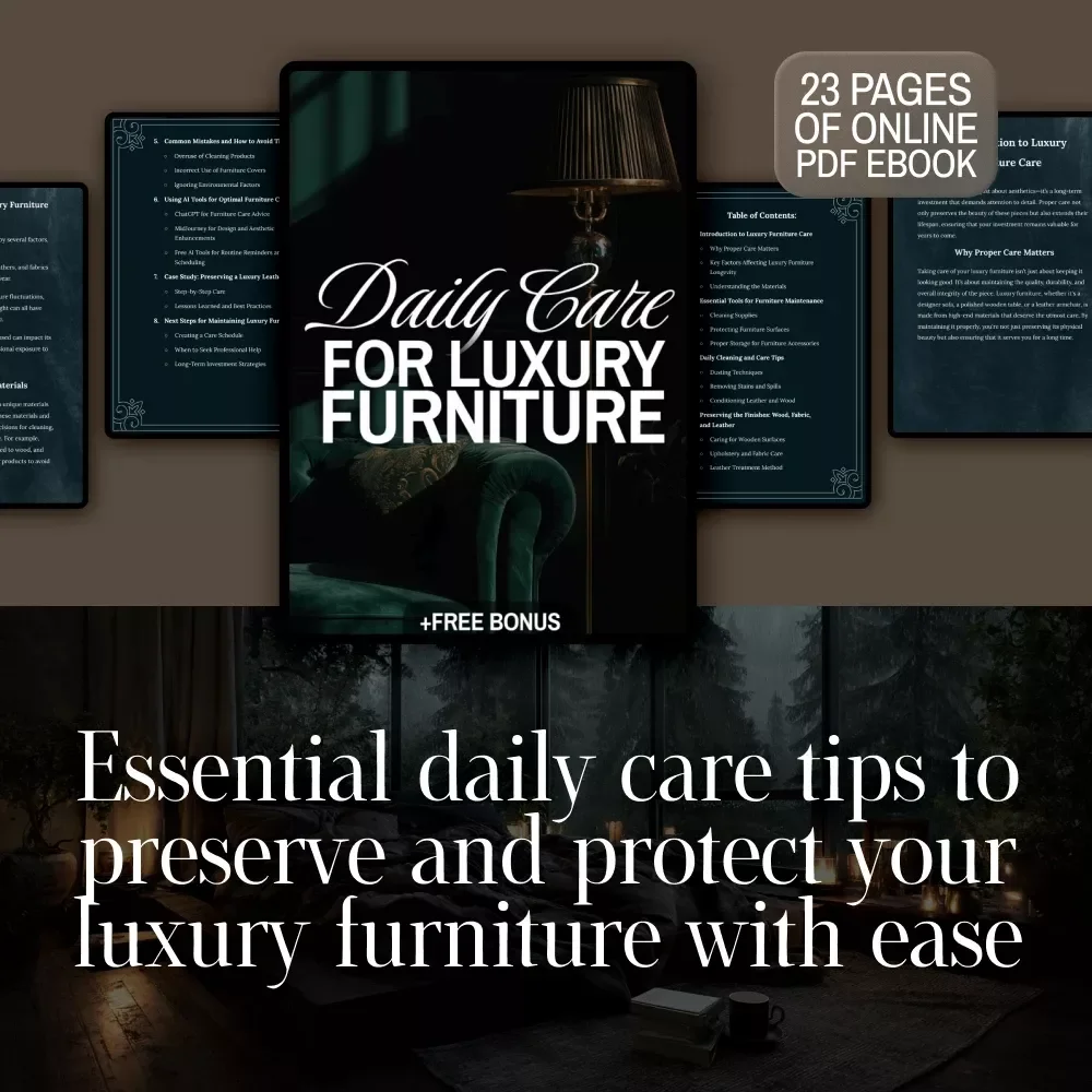 Daily Care for Luxury Furniture | Digital eBook | Luxury Furniture Cleaning Guide, Leather & Wood Maintenance Checklist, AI Tips Included