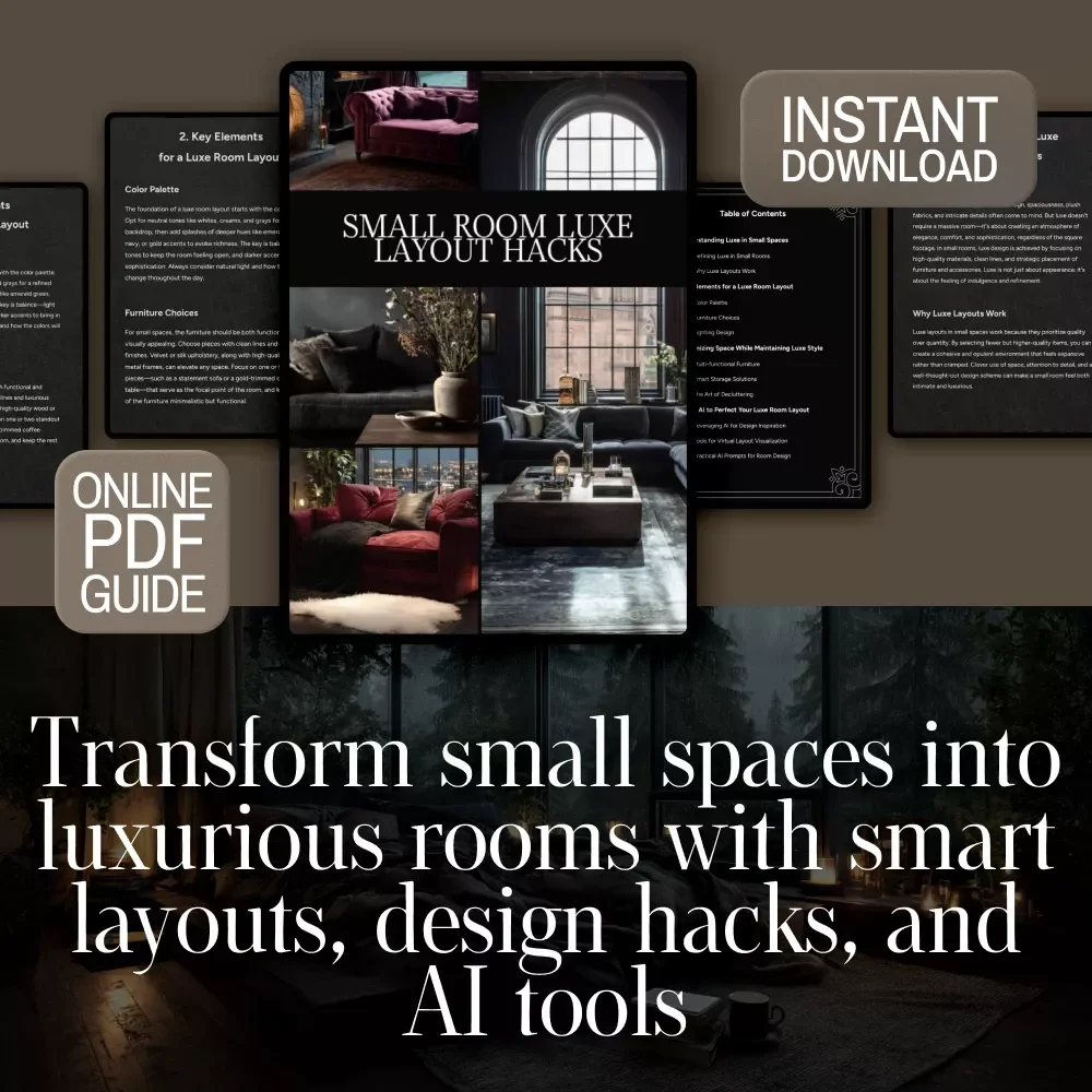 Small Room Luxe Layout Hacks | Digital Download Guide for Small Spaces, Luxe Room Layout, Interior Design Tips, AI Room Design