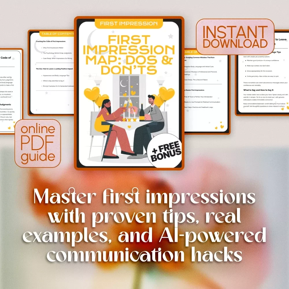 First Impression Map: Dos & Don’ts | Digital Download Guide for Mastering Introductions, Body Language, AI-Powered Icebreakers & Lasting Positive Impact