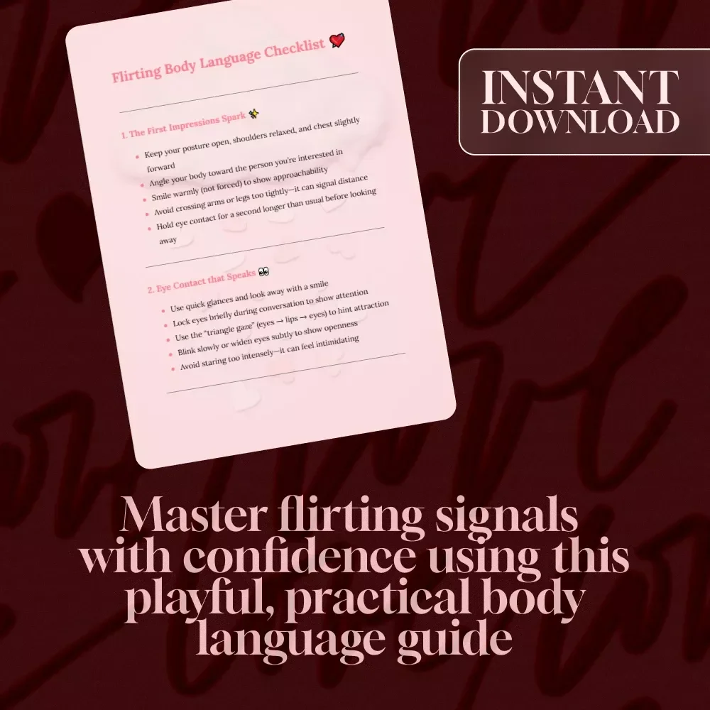 Flirting Body Language Checklist | Digital Download Guide for Confident Connections, Dating & Social Skills
