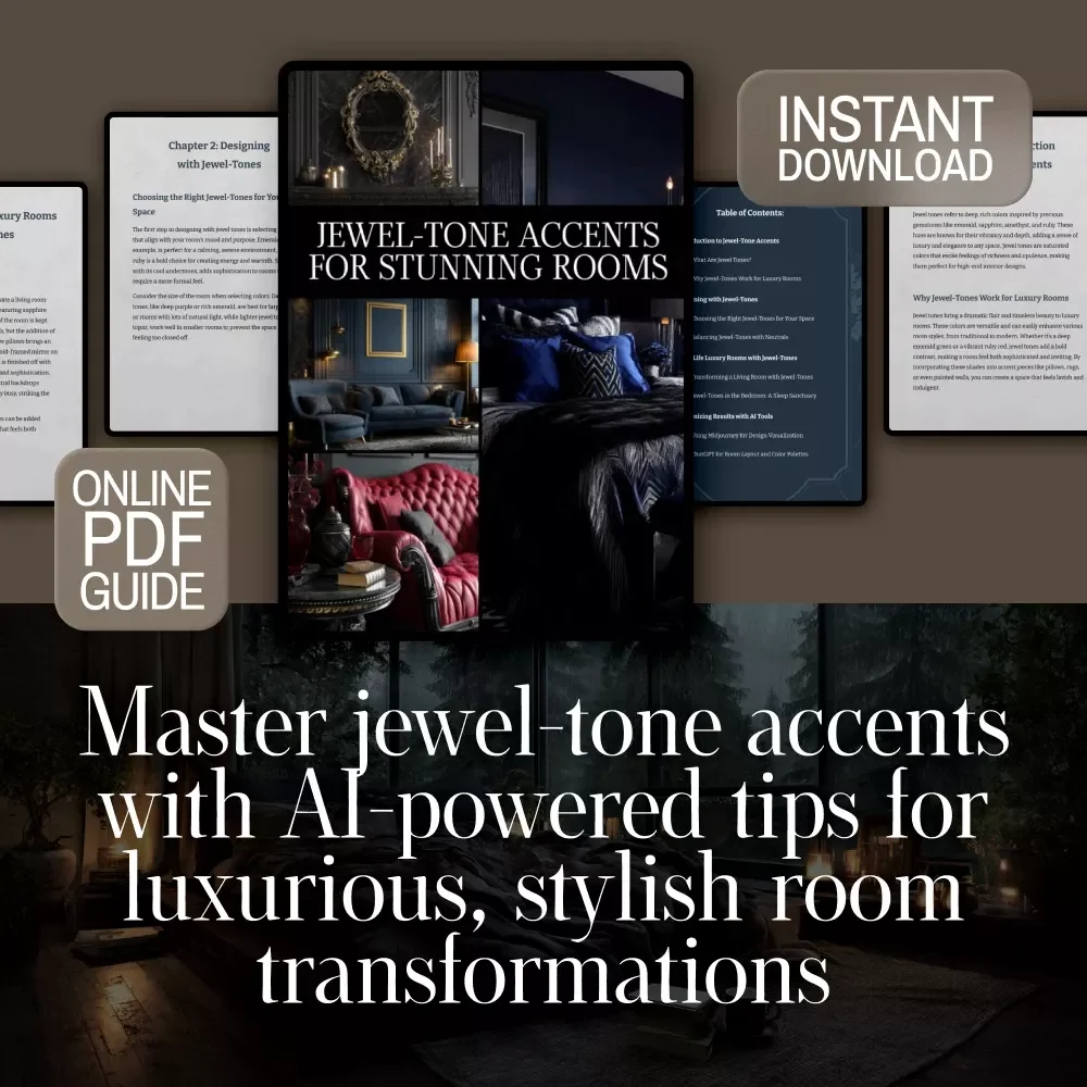Jewel-Tone Accents for Stunning Rooms | Luxury Interior Design Guide | Digital Download eBook for Home Decor, Color Palettes & Room Styling with AI Tools