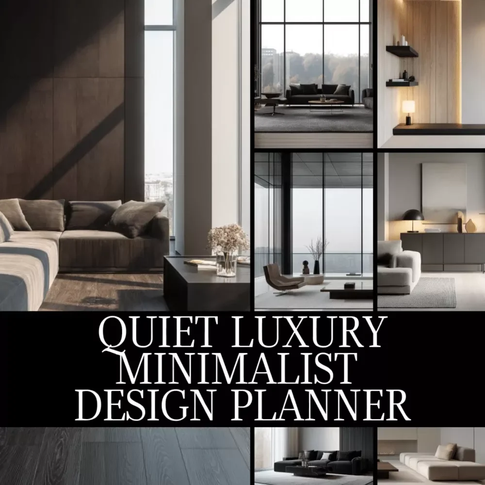 Quiet Luxury Minimalist Design Planner | eBook | Digital Download Guide for Interior Design, Timeless Minimalist Decor, AI Design Tools, and Sustainable Living