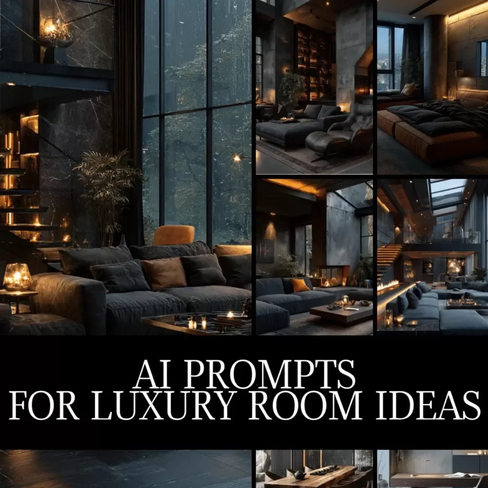 AI Prompts for Luxury Room Ideas | Digital Download Guide for Interior Design, Midjourney & ChatGPT Prompts, Luxury Home Decor Inspiration