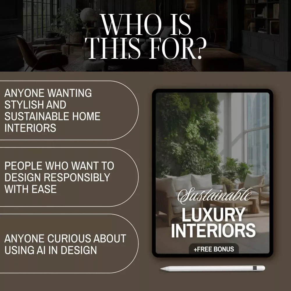 Sustainable Luxury Interiors Guide | Digital Download eBook for Eco-Friendly Interior Design, AI Tools & Material Selection | Modern Sustainable Home Styling Checklist