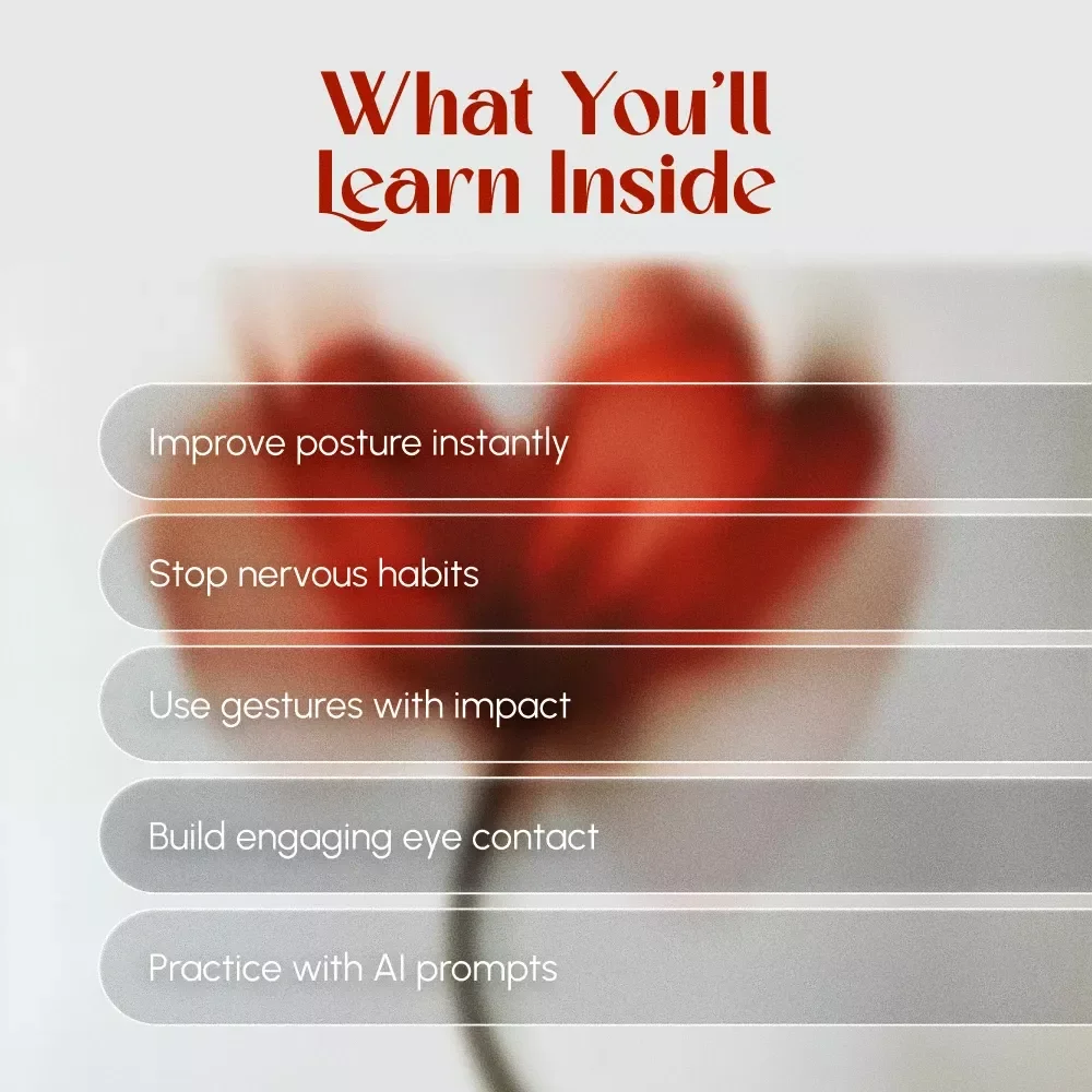 Body Language Confidence Cheatsheet | Digital Download Guide for Posture, Gestures, Facial Cues & AI Practice