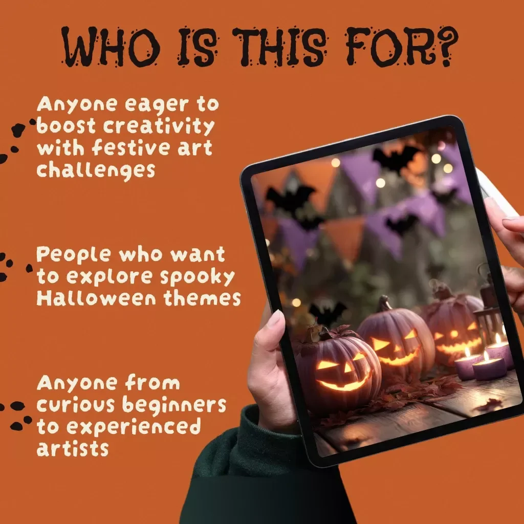 Spooktacular Strokes: Your 10-Day Halloween Art Challenge | eBook & 10-Day Halloween Art Challenge Planner for Artists, Creatives & Halloween Lovers
