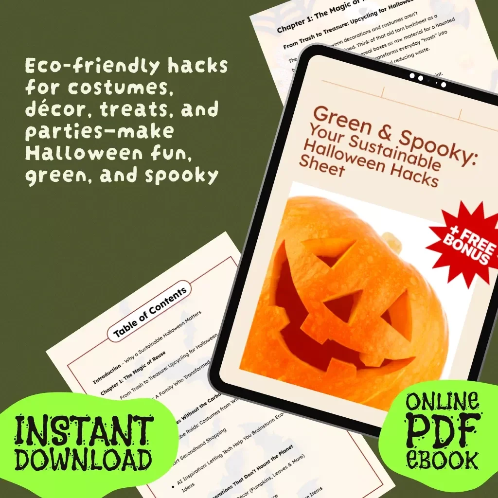 Green & Spooky: Your Sustainable Halloween Hacks Sheet | Eco-Friendly Halloween Guide, Digital Download eBook & Checklist for Zero-Waste Costumes, Décor & Treats