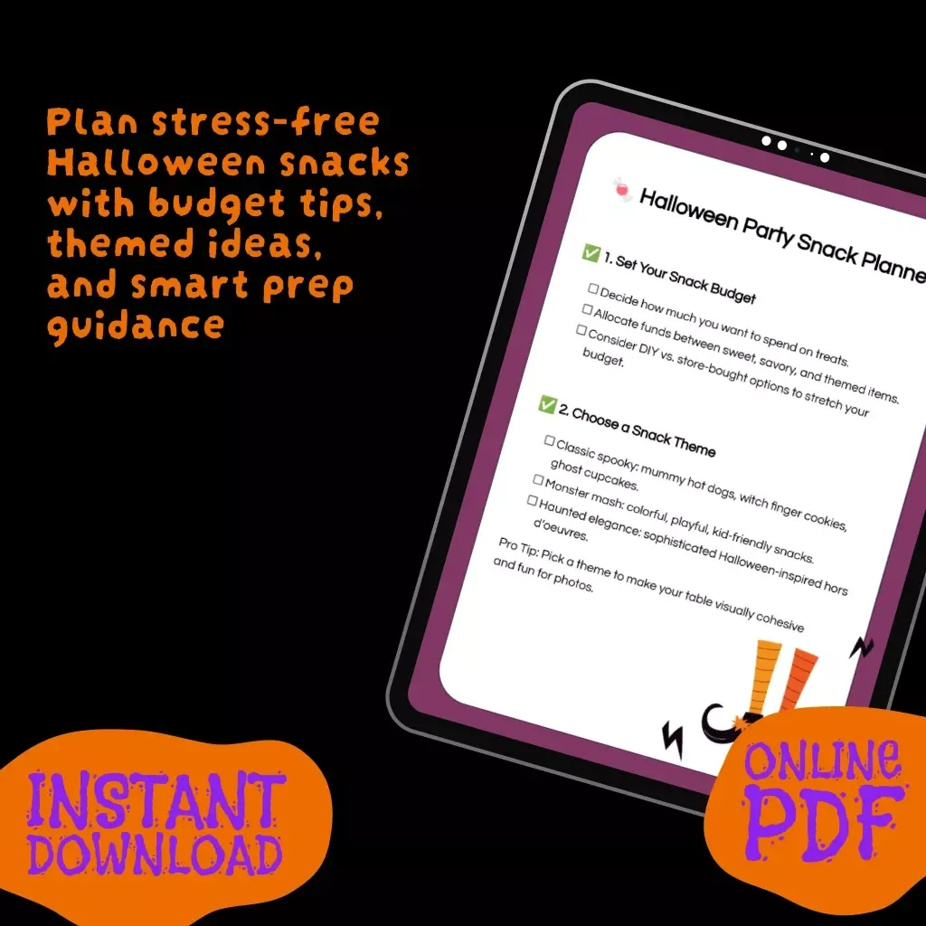 Halloween Party Snack Planner | Printable Digital Download | Spooky Snack Checklist for Halloween Party Food Ideas