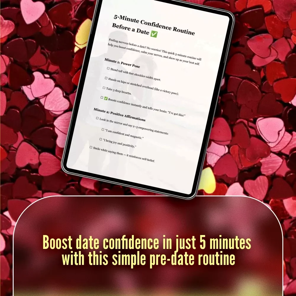 5-Minute Confidence Routine Before a Date | Printable Digital Checklist | Instant Download Confidence Boost, Dating Self-Care Guide, Quick Pre-Date Routine