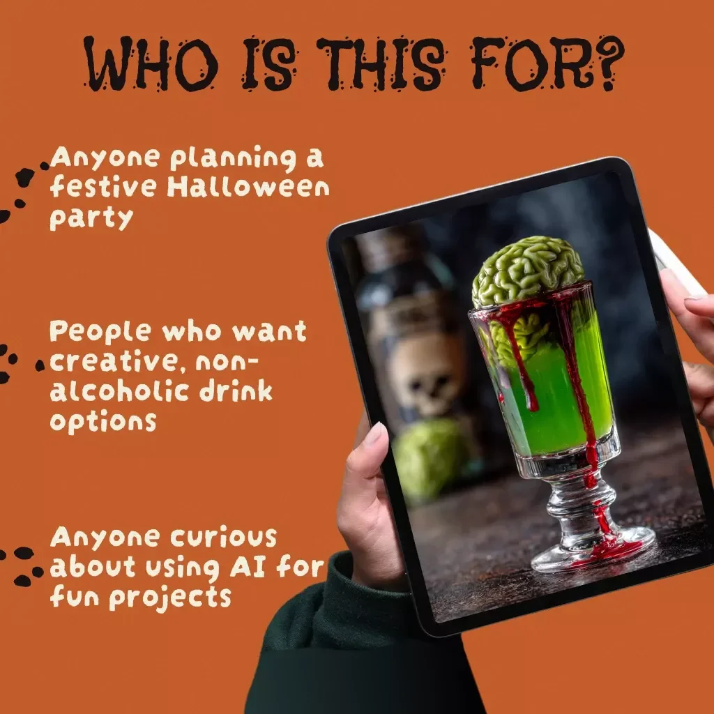 Spooky Sips with AI: Designing Halloween Mocktails | Digital Guide, eBook, How AI Assists in Designing Halloween Mocktails Sheet