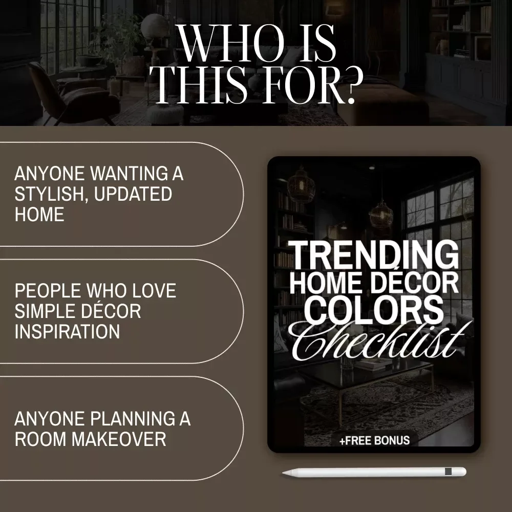 Trending Home Décor Colors Checklist | Digital Download Interior Design Guide, eBook & Printable for Stylish Room Makeovers