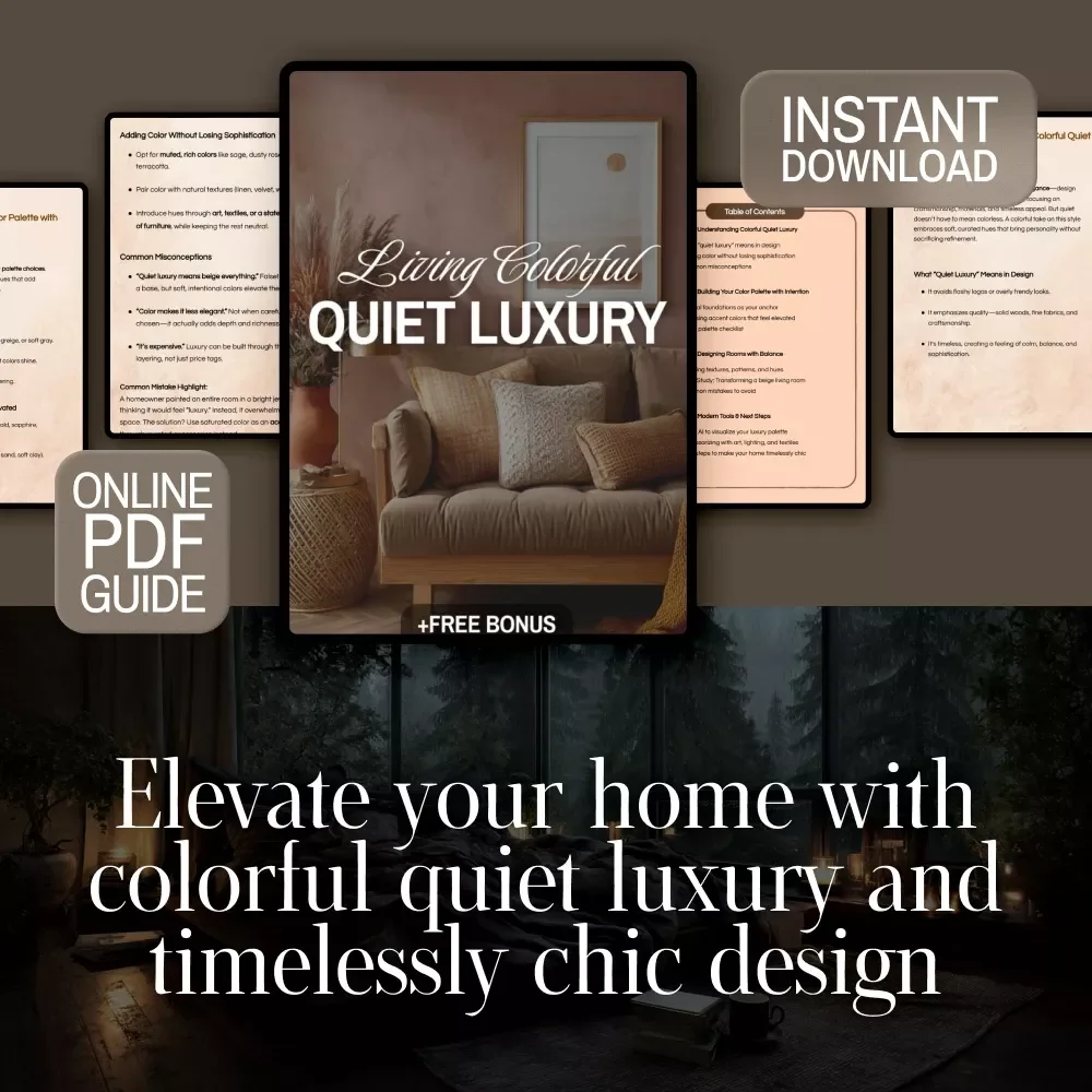 Living Colorful Quiet Luxury Guide | Digital Download | Home Decor eBook on Color Palettes, Quiet Luxury Interiors, Modern Design Inspiration