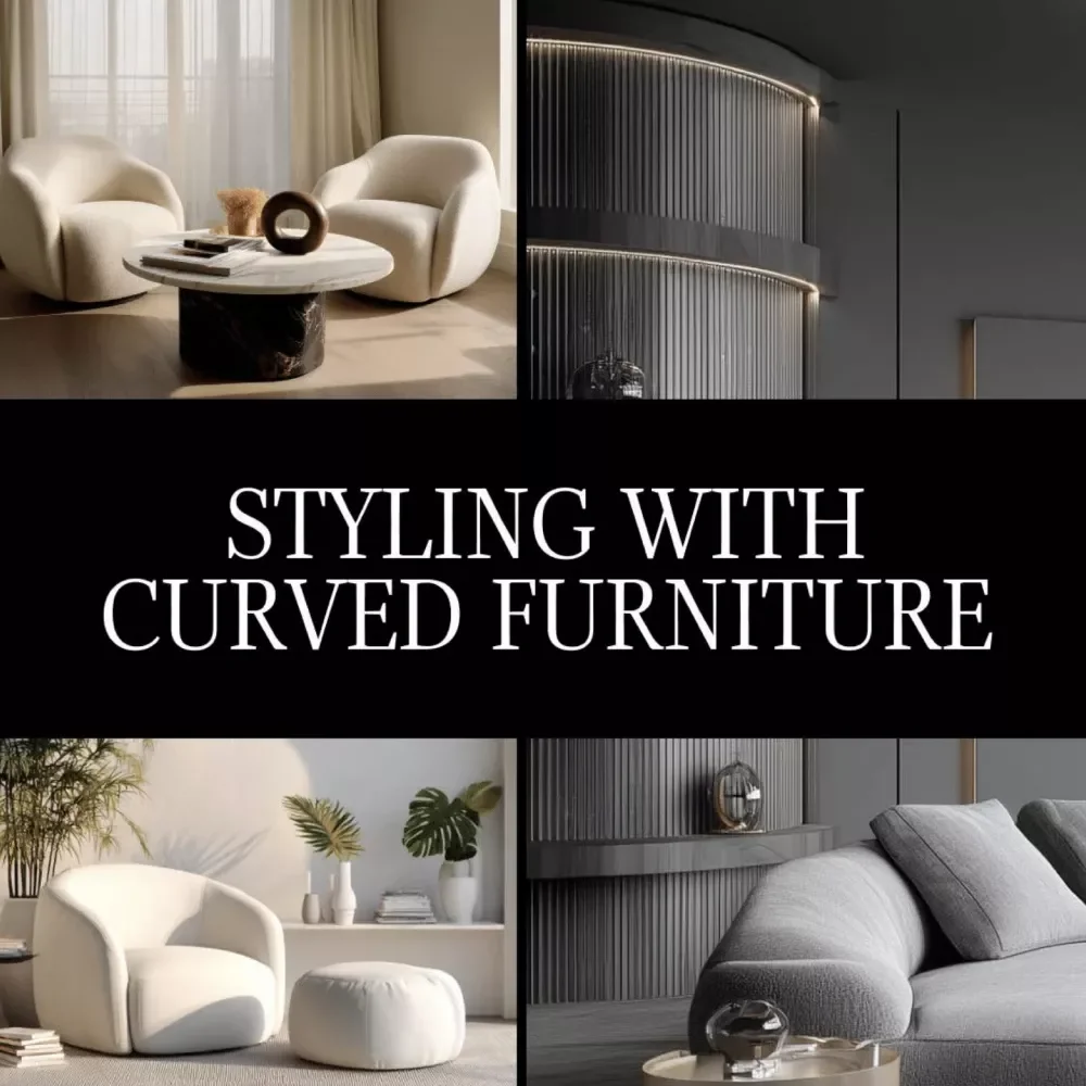 Styling with Curved Furniture | Interior Styling Guide | Digital Download Home Decor Layout Tips | Curved Furniture Placement eBook