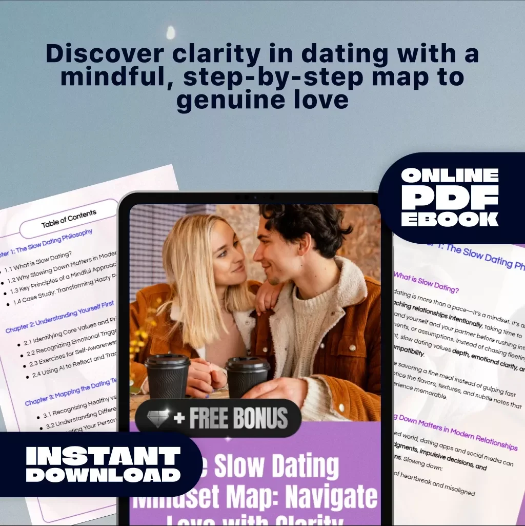 The Slow Dating Mindset Map: Navigate Love with Clarity | Digital eBook for Intentional Dating, Relationship Clarity & Self-Awareness Guide