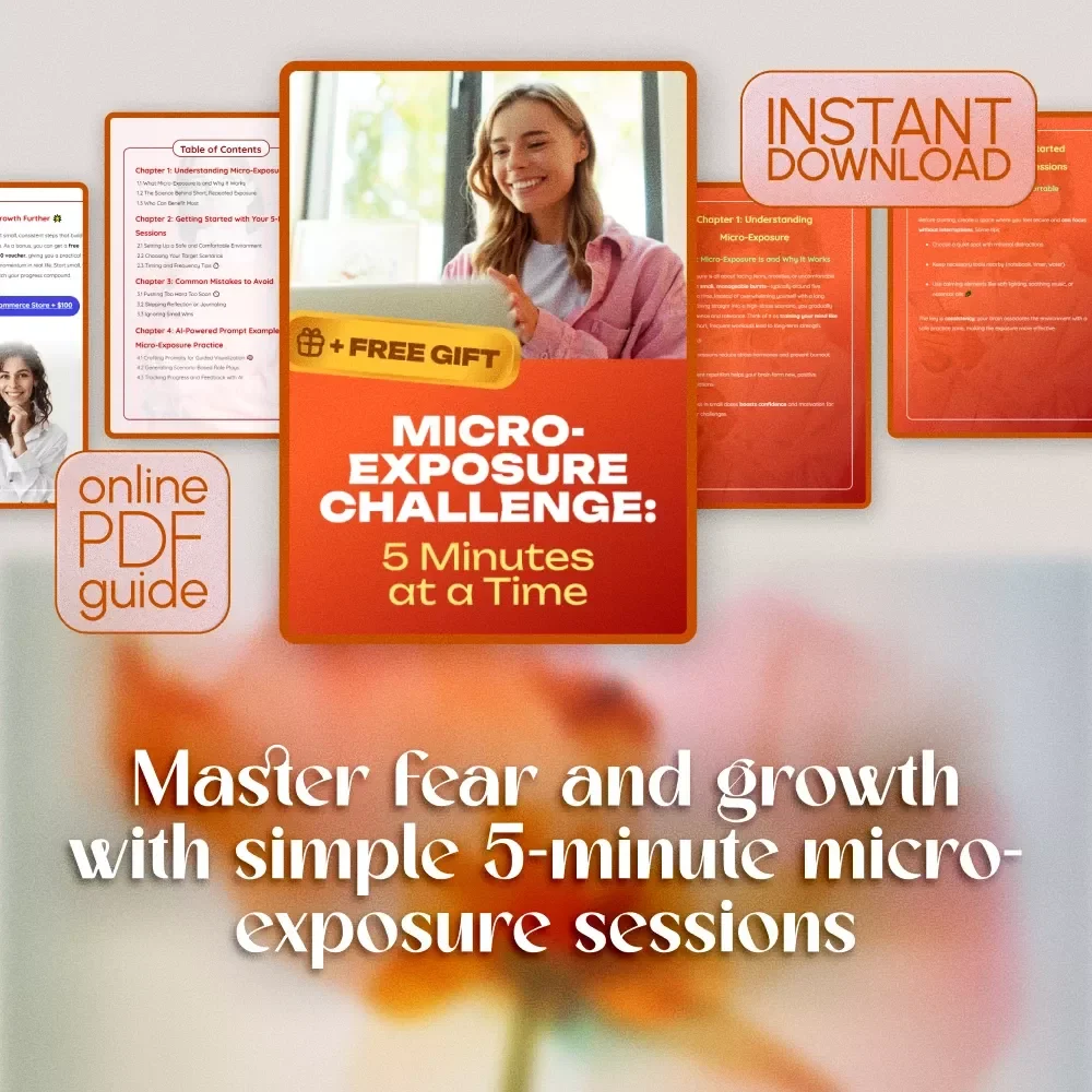 Micro-Exposure Challenge: 5 Minutes at a Time | Anxiety Relief Guide | Digital Download eBook & Checklist for Stress, Mindset, and Confidence