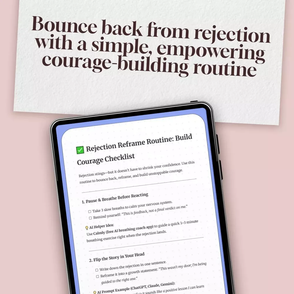 Rejection Reframe Routine: Build Courage Checklist | Confidence Growth, Mindset Reset, Self-Improvement Digital Download