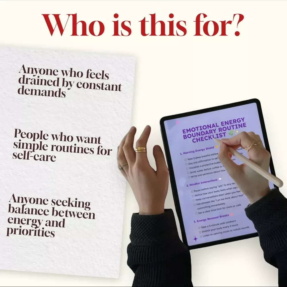 Emotional Energy Boundary Routine Checklist | Digital Download Self Care Guide | Printable eBook for Energy Protection, Mindfulness, Stress Relief & Healthy Boundaries