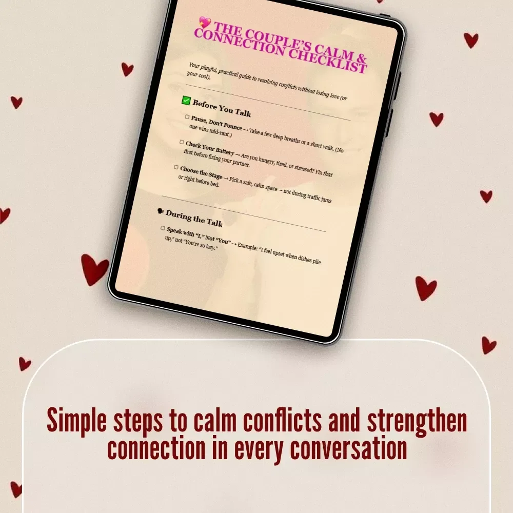 The Couple’s Calm & Connection Checklist | Conflict Resolution Checklist for Couples | Printable Relationship Communication Guide