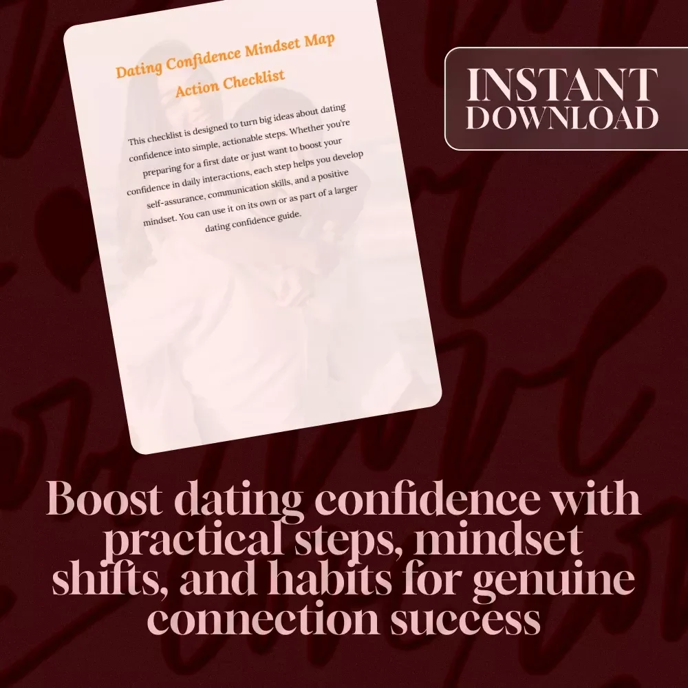 Dating Confidence Mindset Map Action Checklist | Printable Self-Growth Digital Download | Confidence Building eBook Guide for Dating Success