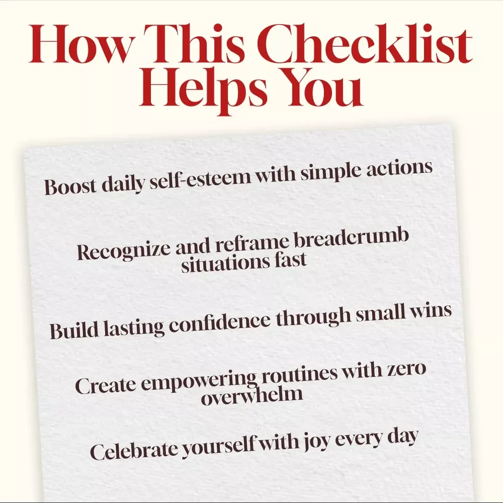 Daily Self-Worth Tracker for Breadcrumb Situations | Confidence Boosting Digital Download Checklist for Self-Love, Empowerment & Healing