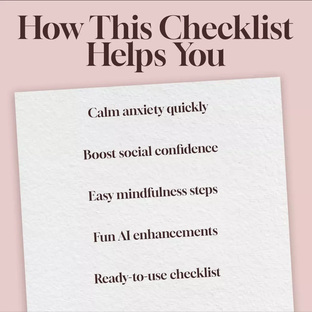 Mindfulness Warm-Up for Social Confidence | Printable Checklist | Digital Download Guide for Anxiety Relief, Social Confidence & Mindfulness eBook
