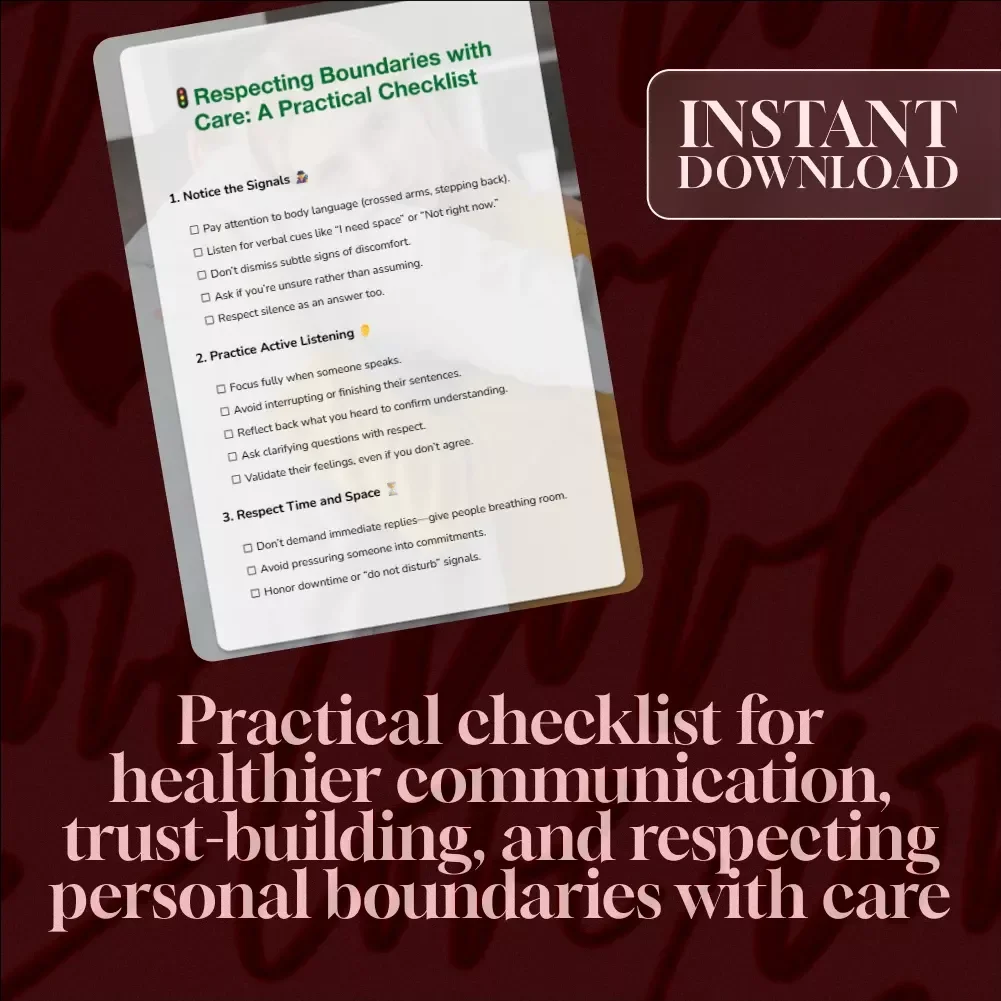 Respecting Boundaries with Care: A Practical Checklist | Digital Download Guide, eBook, Self-Help, Relationship & Communication Skills PDF
