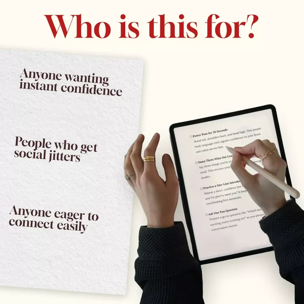 5-Minute Social Confidence Booster Checklist | Instant Digital Download | How to Build Social Confidence in 5 Minutes a Day | Printable Self-Growth Guide for Confidence and Conversations