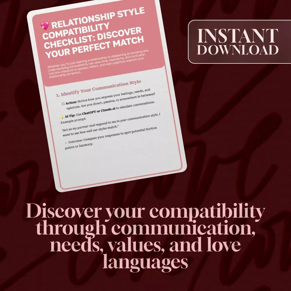 Relationship Style Compatibility Checklist: Discover Your Perfect Match | Digital Download eBook, Couples Guide & Compatibility Test for Communication, Love Languages & Lifestyle Alignment