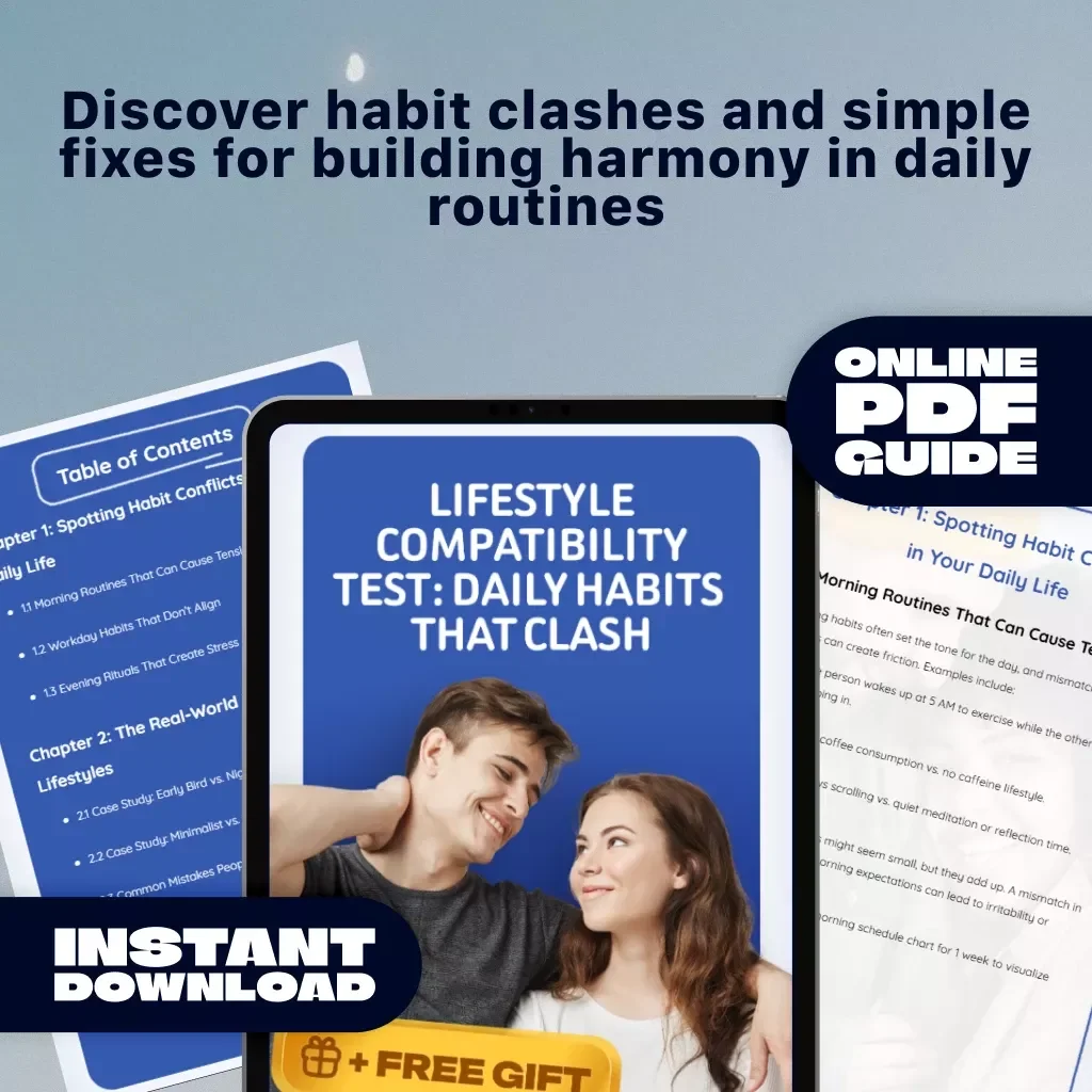 Lifestyle Compatibility Test: Daily Habits That Clash | Digital Guide for Couples, Roommates, and Partners | eBook & Printable Checklist for Harmonizing Routines