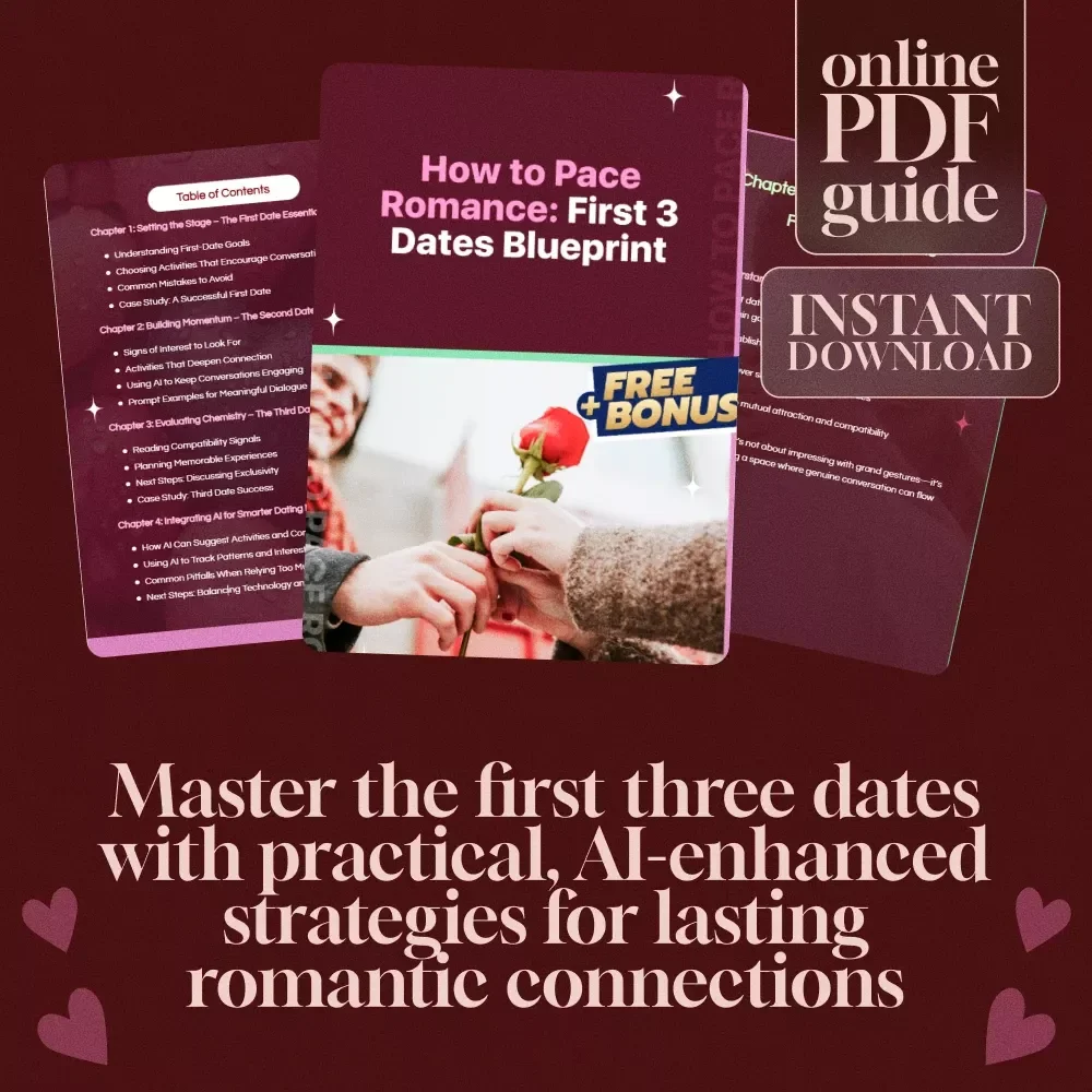 How to Pace Romance: First 3 Dates Blueprint | Digital Dating Guide for Men & Women | Relationship Building eBook | AI Dating Tips & Conversation Starters