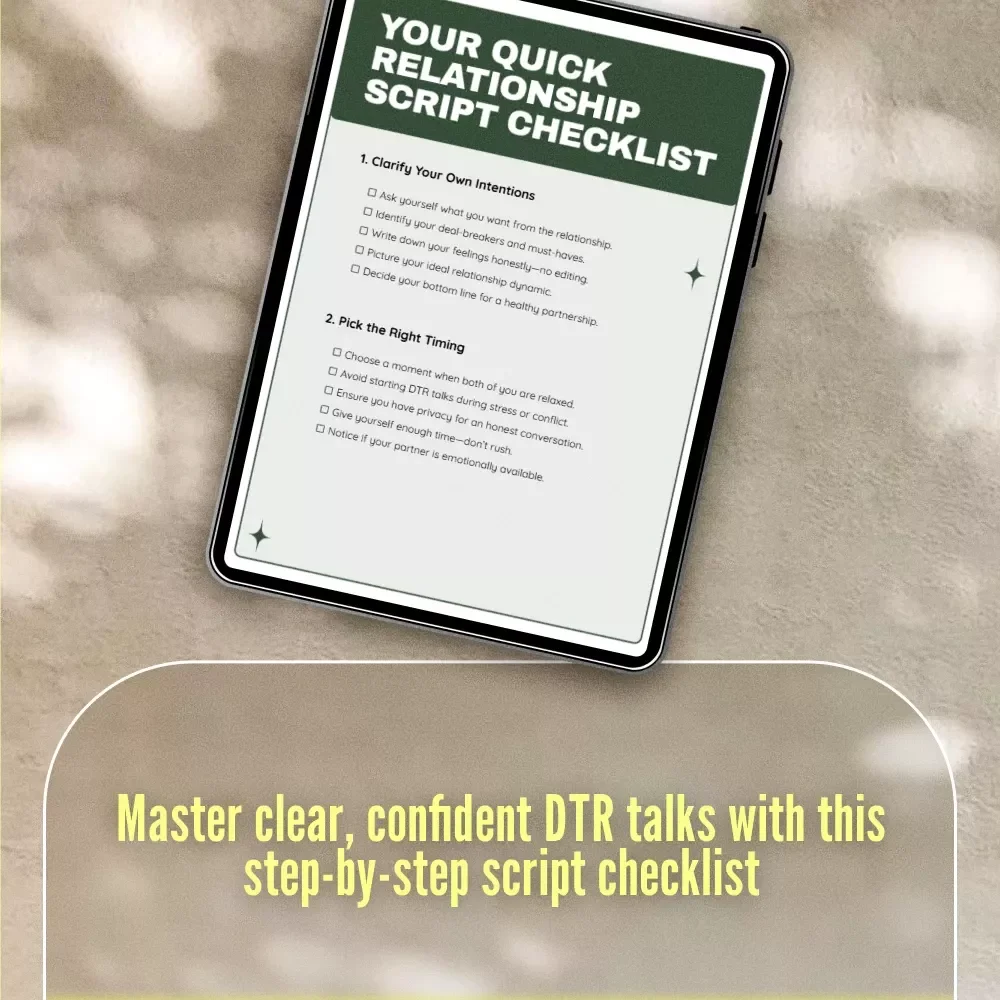 Your Quick Relationship Script Checklist | Digital Download for Defining the Relationship Scripts (DTR Made Easy) | Printable Guide for Communication & Clarity
