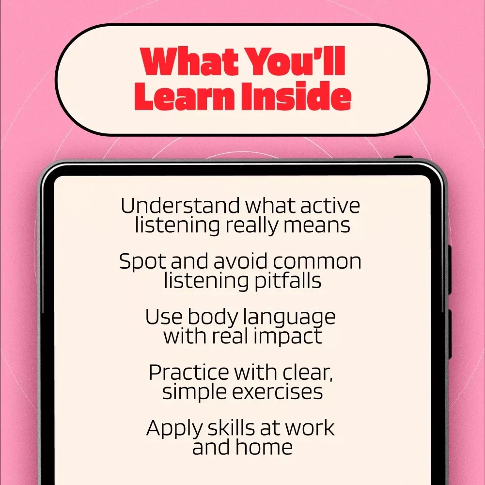 Listen Like You Mean It – Your Starter Guide to Active Listening Skills | Digital Download Guide, eBook, Checklist for Better Conversations