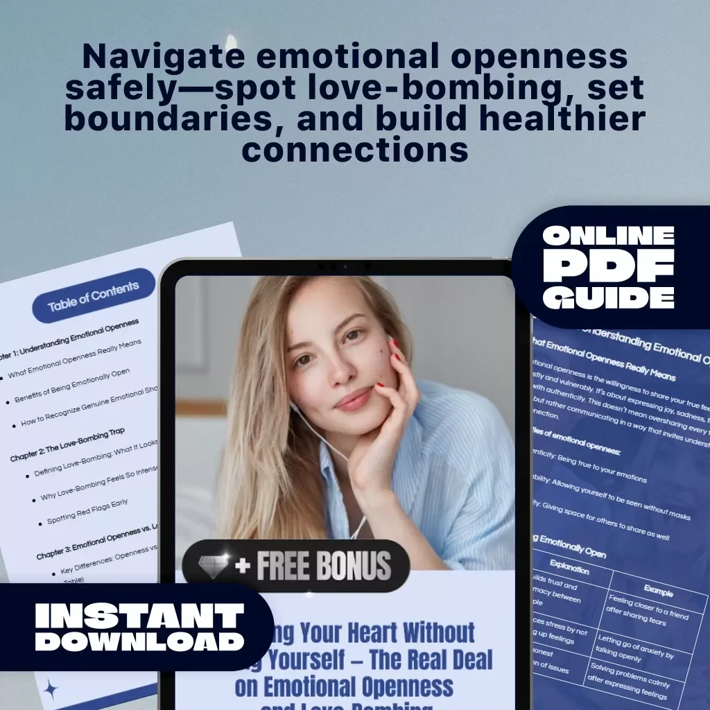 Opening Your Heart Without Losing Yourself — The Real Deal on Emotional Openness and Love-Bombing | Emotional Openness vs Love-Bombing Cheat Sheet | Digital Guide for Healthy Relationships