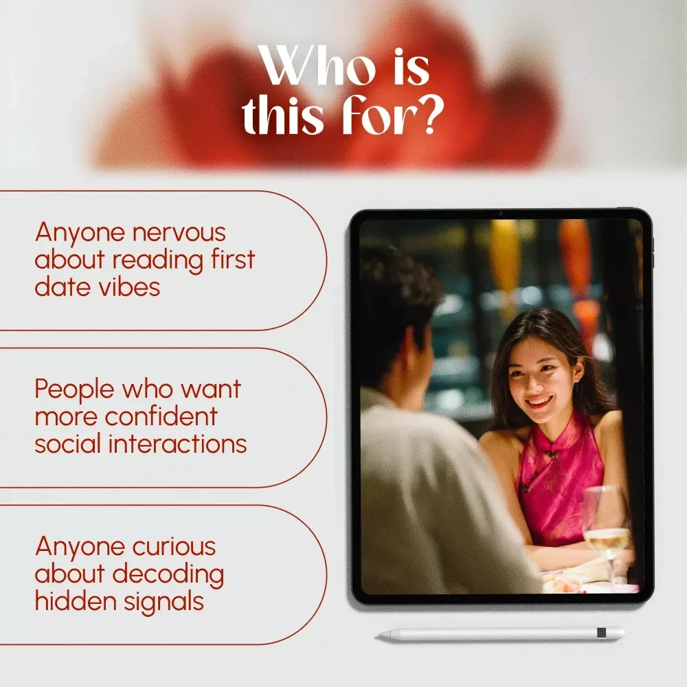 First Date Body Language Decoder | Digital Guide for Reading Signals, Positive & Negative Cues, Gesture Cheat Sheet & Workbook
