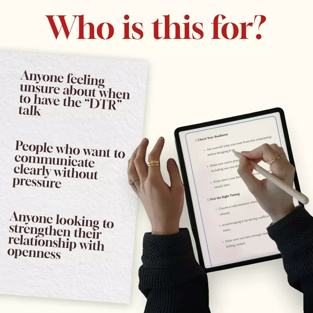 How to Have the DTR Talk Without Pressure Checklist | Relationship Conversation Guide | Digital Download for Couples | Printable Communication Aid