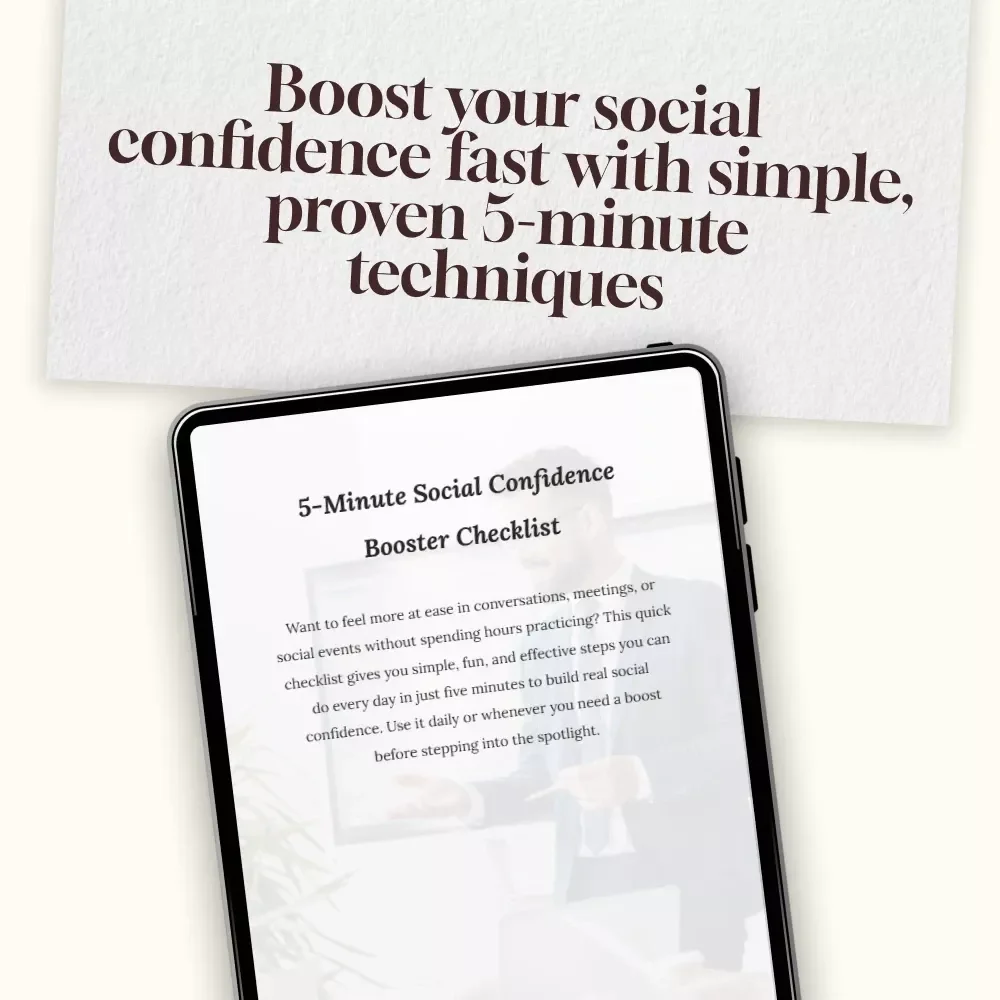 5-Minute Social Confidence Booster Checklist | Instant Digital Download | How to Build Social Confidence in 5 Minutes a Day | Printable Self-Growth Guide for Confidence and Conversations