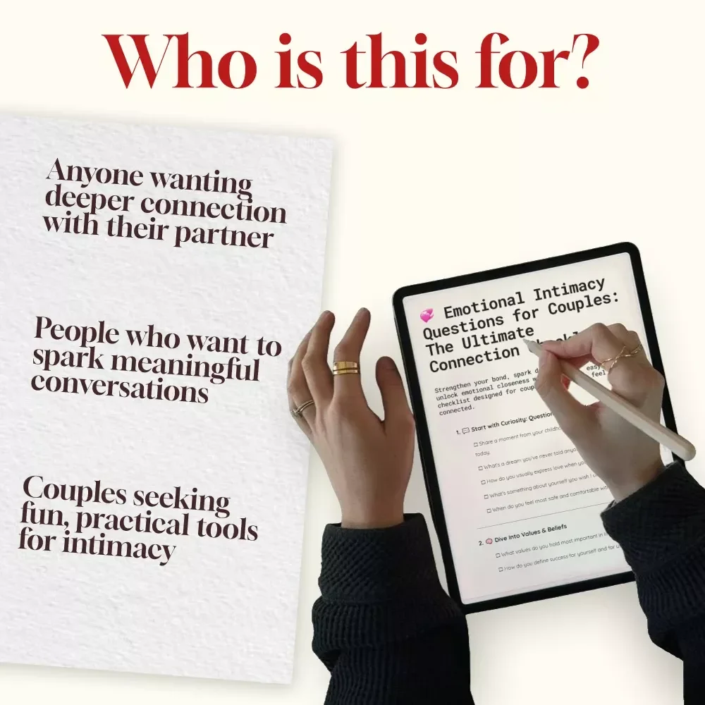 Emotional Intimacy Questions for Couples: The Ultimate Connection Checklist | Digital Download Relationship Guide, Conversation Starters & Couples Workbook