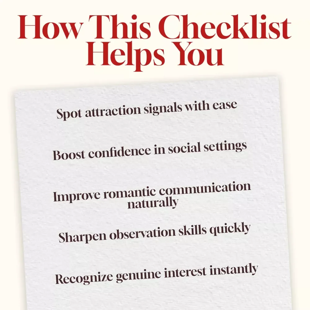 10 Positive Body Language Signs of Attraction: The Checklist | Printable Digital Download | Attraction Guide & Dating Confidence eBook